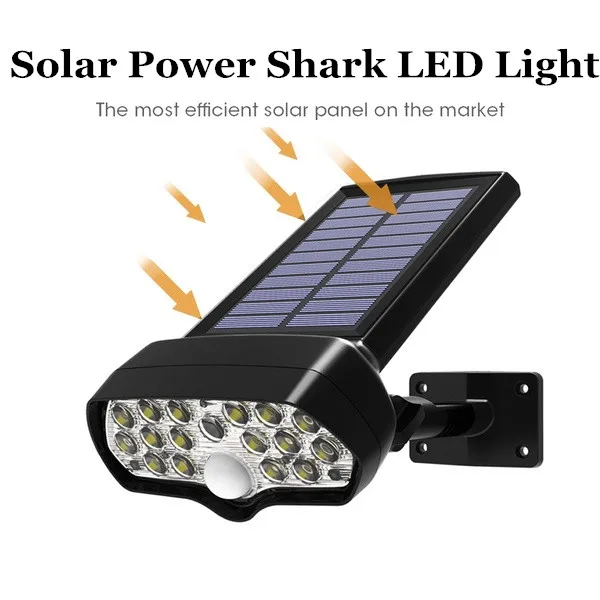 Акула светодиодный солнечный свет PIR датчик движения Солнечная лампа