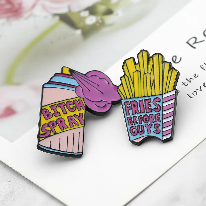 Creative hot style detergent bottle drop oil brooch French fries drink enamel children's lovely jewelry | Украшения и