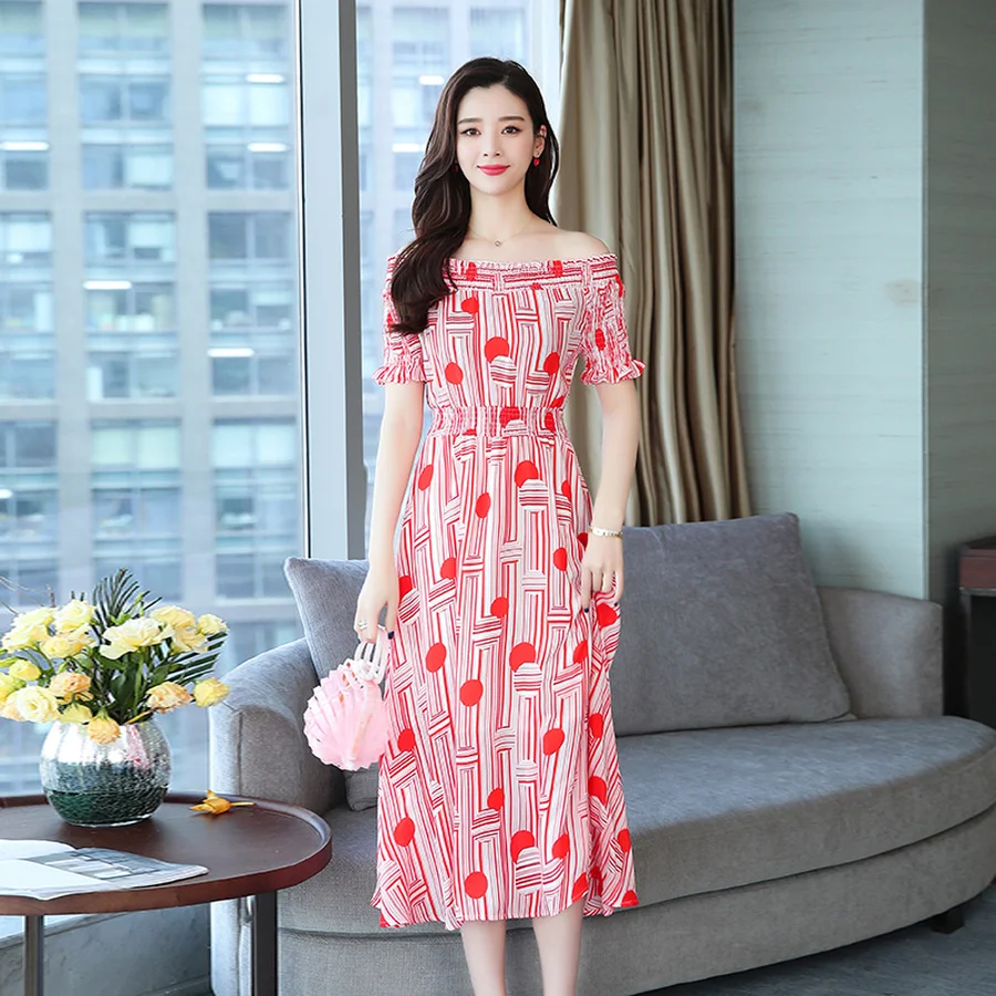 Летние винтажные размера плюс Бохо миди платье 2021 новый принт шифоновое пляжное