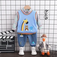 new autumn trendy children clothes baby boys girls animal vest shirt jeans pants spring kids clothing infant casual tracksuit