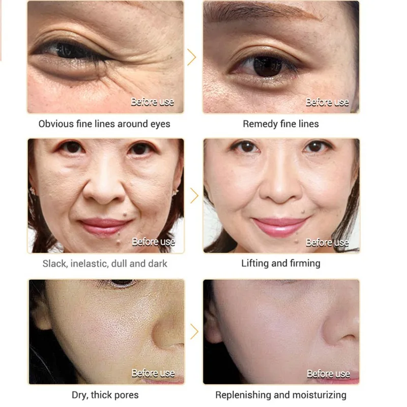 

24K Gold Six Peptides Hyaluronic Acid Serum Moisturizing Anti Wrinkle Whitening Skin Care Repair Essence facial Hot Sale