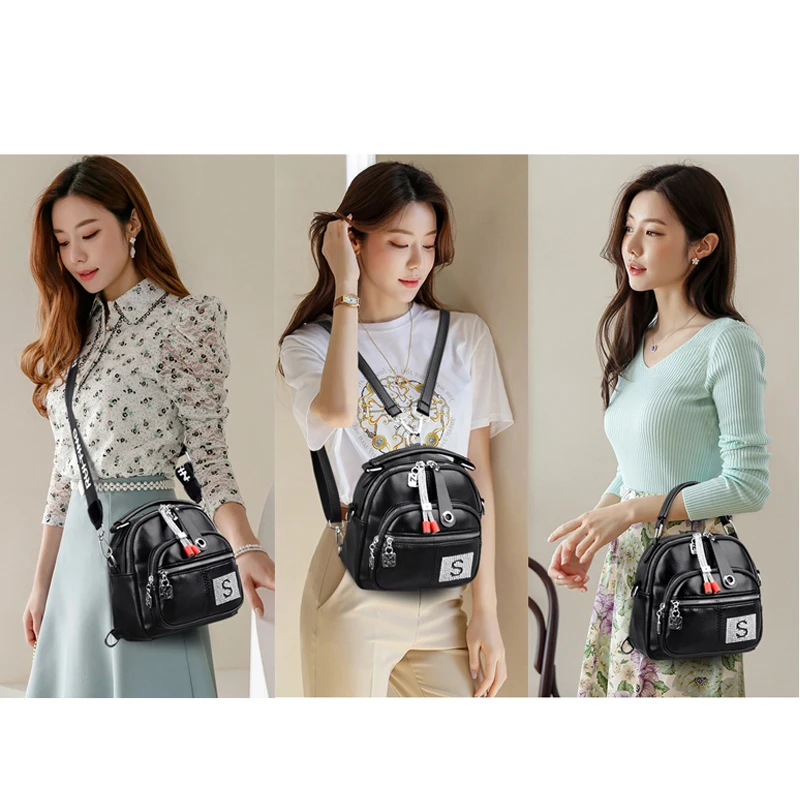 

High Quality Leather Fashion Backpack for Women 2021 Casual Small School Bag Teenagers Outdoor Travel Shoulder Satchel Mochila