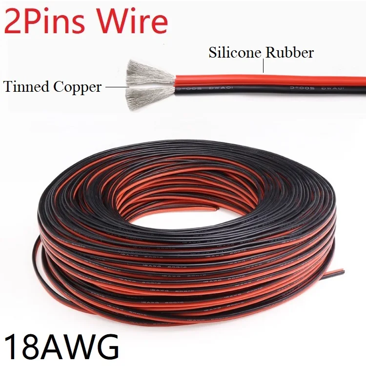 Силиконовый резиновый 2-контактный провод 18AWG очень мягкий изолированный