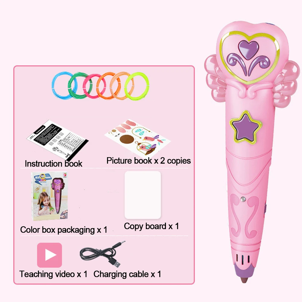 

3D Painting Pen PCL Filament Anti-scalding Low Temperature 3D Printing Pen Toys USB Charging for Kids