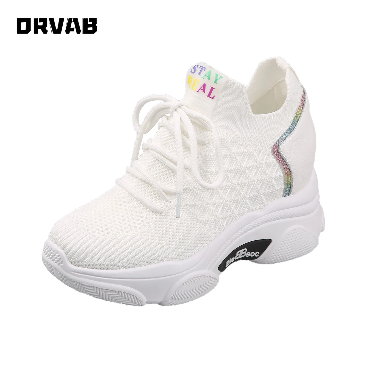 

White Sneakers 2020 New Fashion Platform Sneakers Breathable Height Increasing Chunky Shoes Wedge Sneakers Ladies Casual Shoes