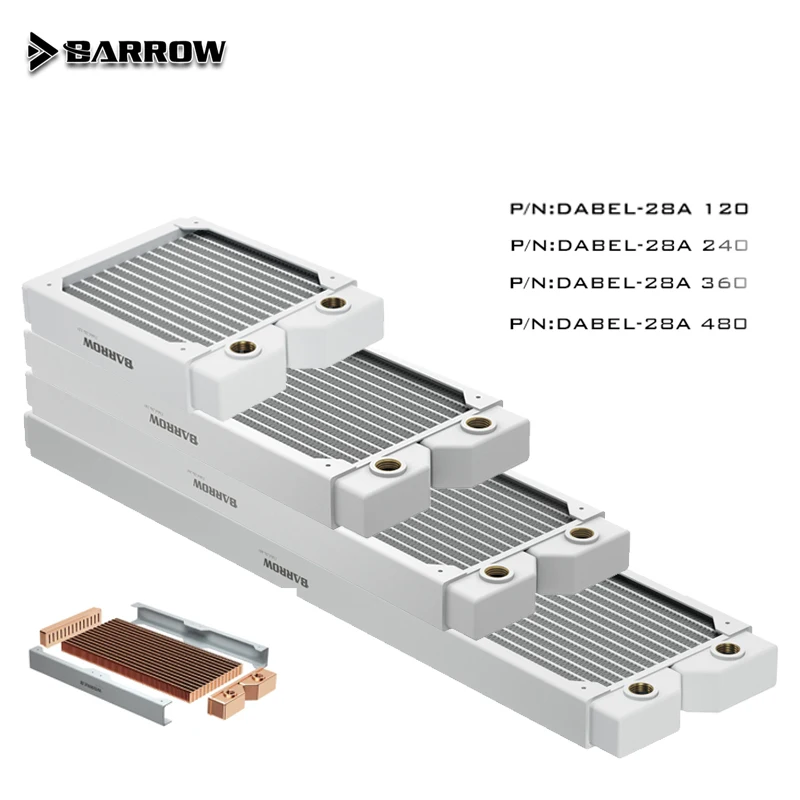 Barrow Dabel-28a 28 мм толщиной медный G1/4 &quotрезьба белая для вентилятора 12 см 120/240/360/480