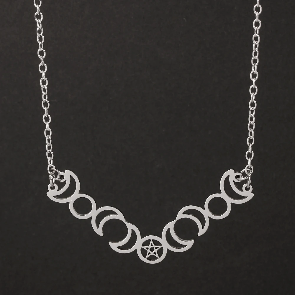 Пентаграмма из нержавеющей стали цепочка ожерелье пентаграмма Солнце ожерелья с