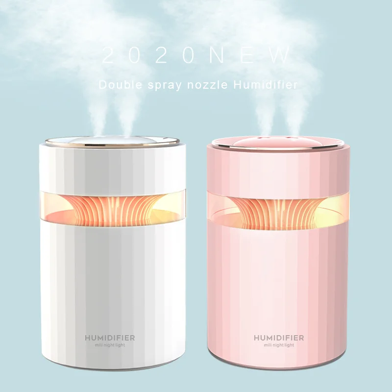 

Nozzle Double USB air Humidifier 900ML Water Capacity Cool Mist Maker Fogger with Colorful Nightlight Ultrasonic Humidificador