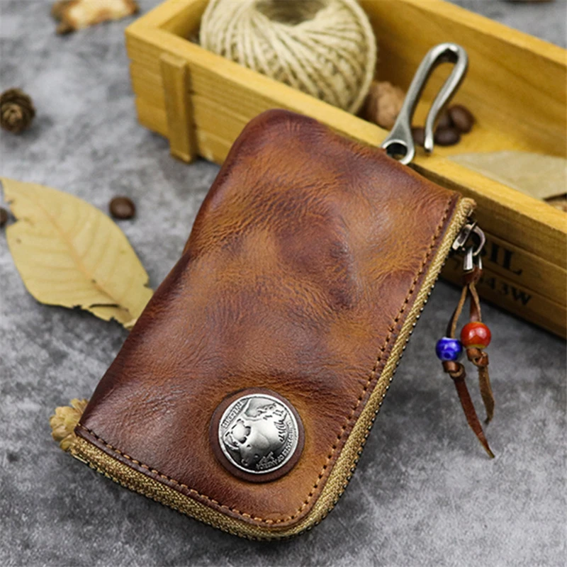 Genuine Leather Key Wallets Retro KeyChain Unisex Bag Men Car Holder Keys Organizer Women Card Housekeeper Pouch | Багаж и сумки