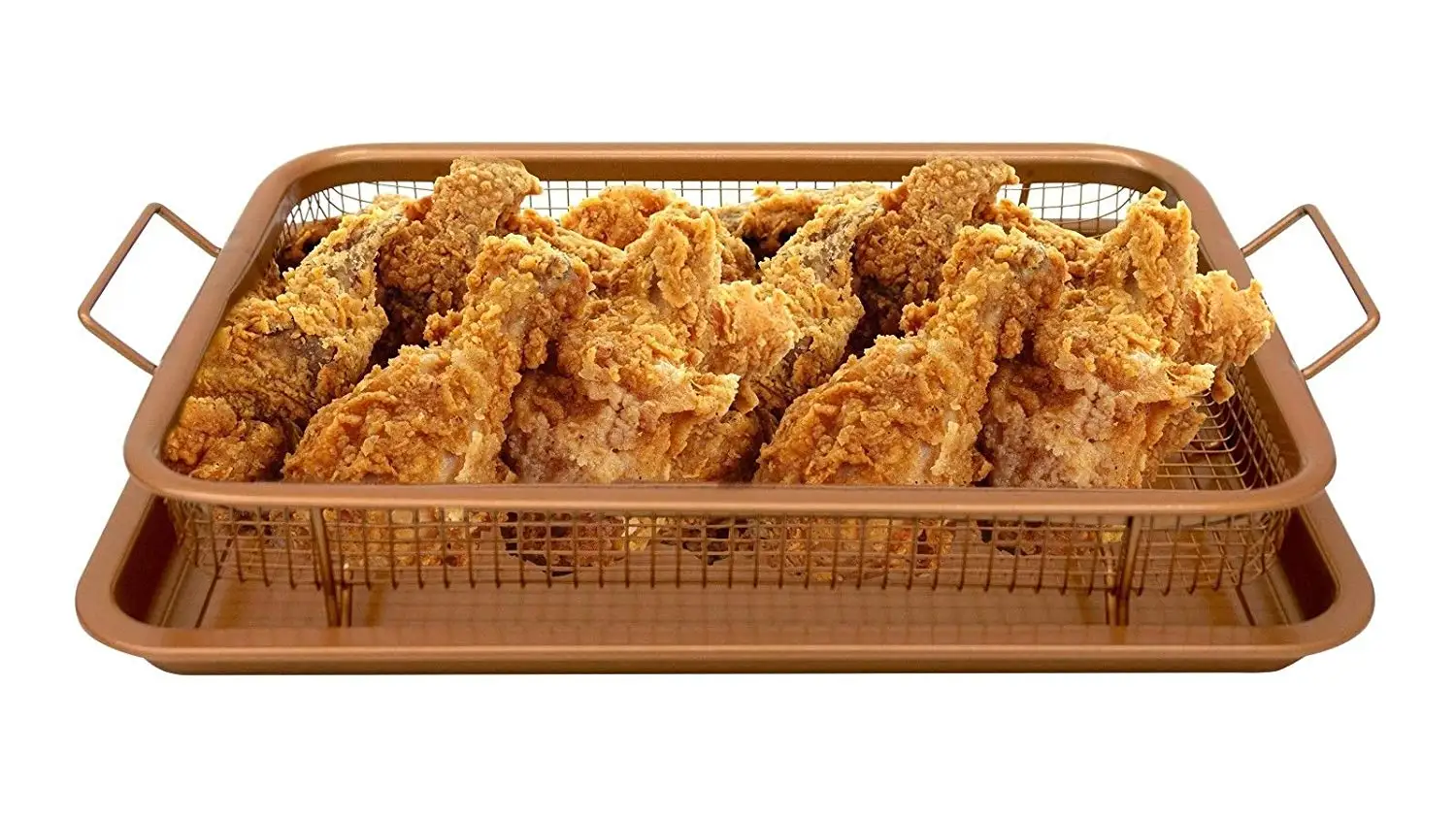 Non-Stick Air Oven Fry Pan with Tray & Mesh Basket Set Crisper Frying for Chicken French Fries Kitchen Tools |