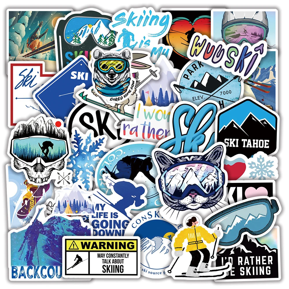 

10/30/50pcs Winter Skiing Snow Mountain Graffiti Stickers Car Luggage Laptop Skateboard Snowboard Refrigerator Ski Decal Sticker