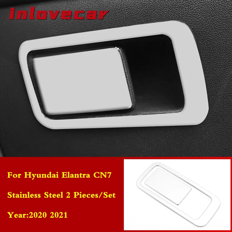 

For Hyundai Elantra CN7 2020 2021 Car glove storage box lock switch trim cover decoration Stainless accessories handle frame