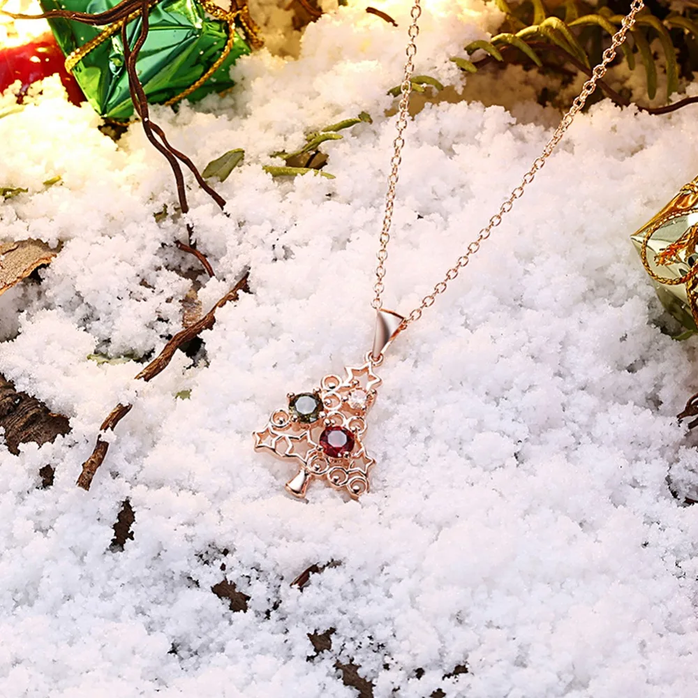 

TN040 Fashion 925 Sterling Silver Lovely Tree women Pendent Necklace Zirconia Stone