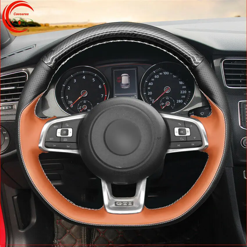 

Hand-stitched Leather Car Steering Wheel Cover for Volkswagen Scirocco 2014-2018