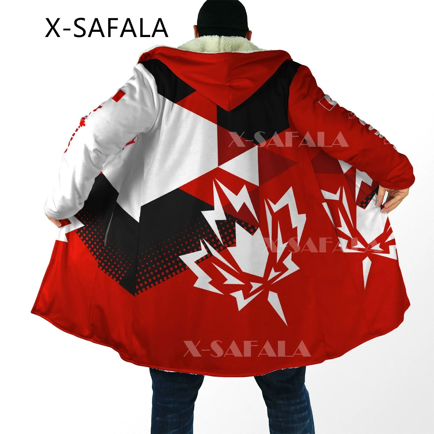 

Canada Maple Leaf Country 3D Printed Hoodie Long Duffle Coat Hooded Blanket Cloak Thick Jacket Cotton Pullovers Dunnes Overcoat