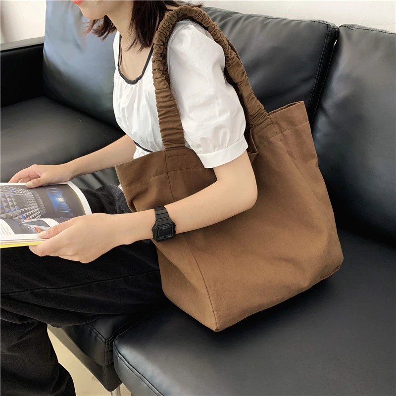 

Large Capacity Women Cloth Handbag Tote Female Shoulder Bags Ladies Simple Canvas Purses High Quality Women Simple Shopping Bag
