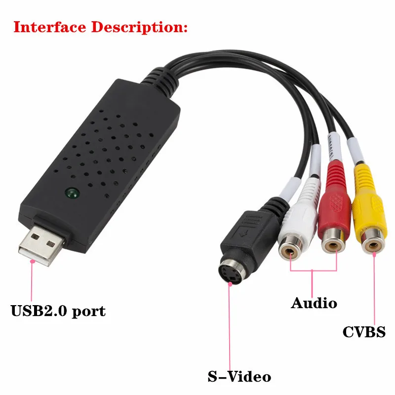 VHS to Digital Converter USB 2.0 Video Audio Capture Card Box VCR TV Support Win 7/8/10 | Электроника