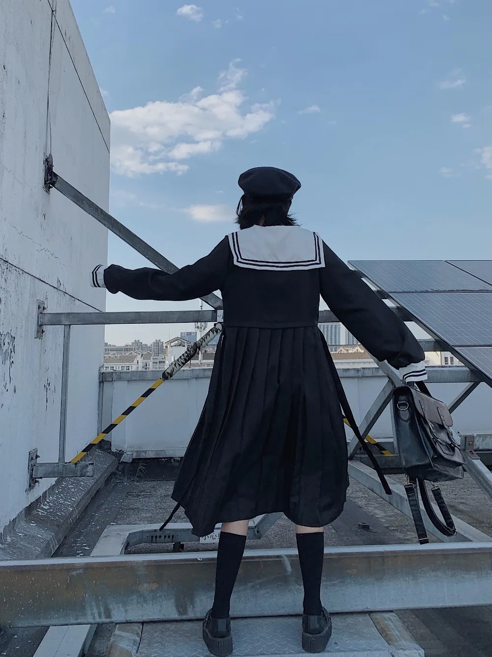Harajuku матросский воротник темно-синее платье японский Лолита сладкий лук девушка ретро Хлопок Kawaii консервативный стиль платья с длинными рукавами