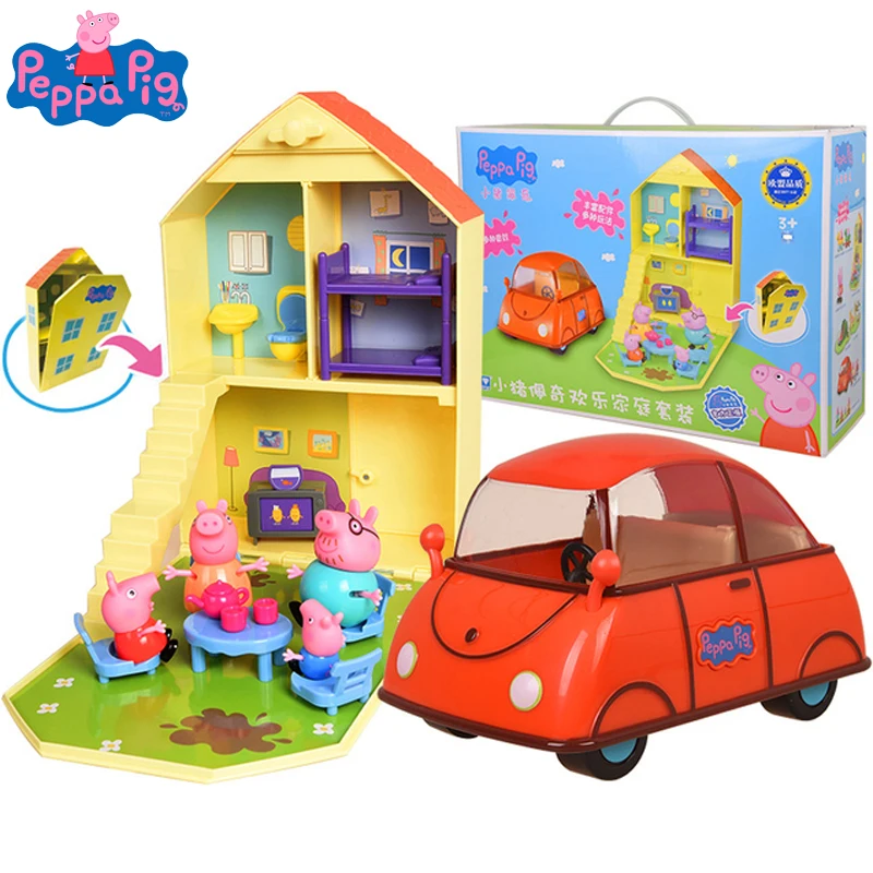 

Семейный домик «Свинка Пеппа», игрушечные машинки, набор из аниме, фигурки героев, ролевые игры, кукольный домик, автомобили, игрушки для дет...