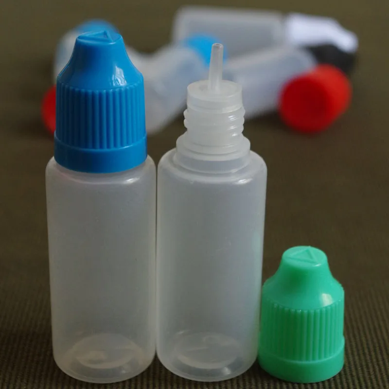 

5pcs Soft Style PE 20ml Vial Plastic Dropper Bottles With Childproof Cap Long Tip For Liquid Empty Jar