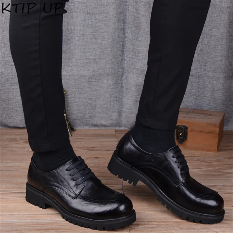 Мужские деловые повседневные кожаные туфли коричневые классические из