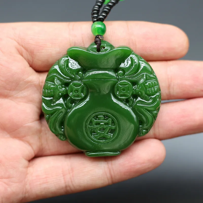 

Natural Green Jade Vase Pendant Necklace Hand-Carved Charm Jadeite Jewelry Accessories Fashion Amulet for Men Women Lucky Gifts