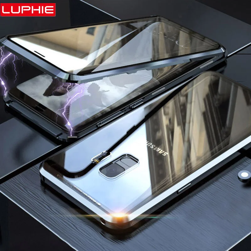 Магнитный чехол LUPHIE с полным покрытием для samsung S9 Передняя Задняя крышка из