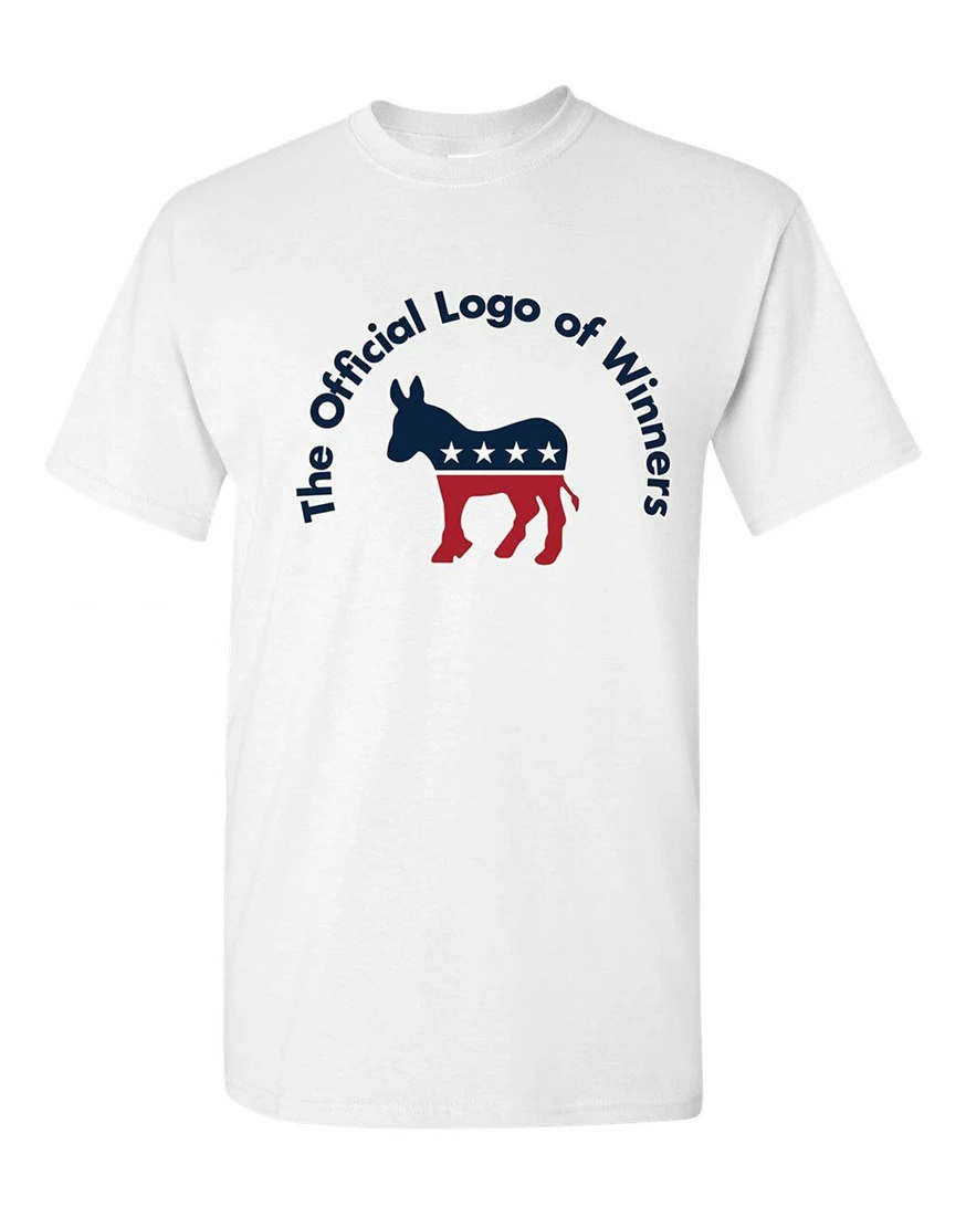 Логотип Футболка победителей США Демократическая вечерние Ослик Мужская