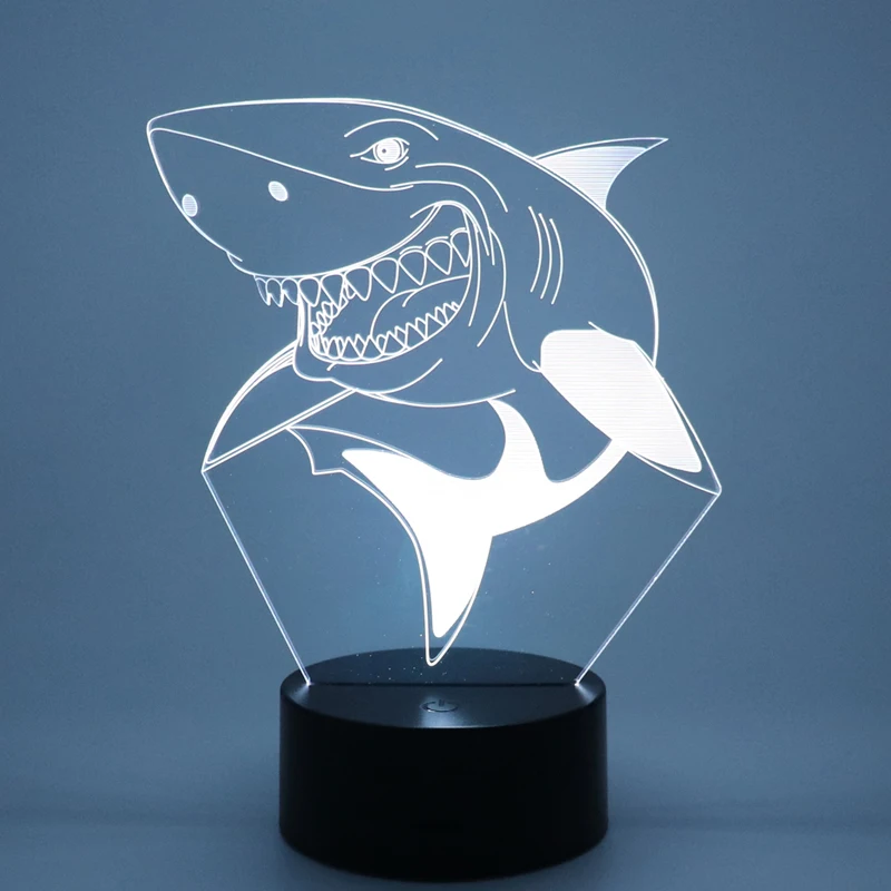 3D лампа в форме акулы настольная светильник 7 цветов Изменение сенсорный