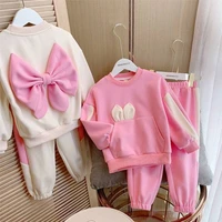 kid girl clothing casual tracksuit girl sweatshirt toppants sportswear sets infant clothes baby cute bow sweater 1 2 3 4 5 6y