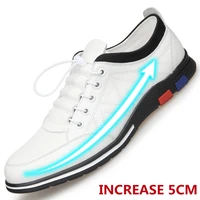 new growth increases elevator 5cm men sneaker spring fall casual leather mocassins flat insert plus sole white men loafers