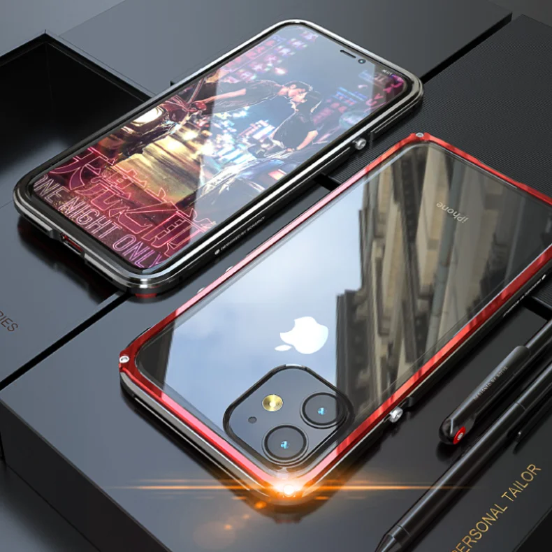 Роскошный металлический корпус для iPhone 11 Pro Max чехол механический Алюминиевый металлический бампер и акриловый чехол для iPhone 11 Pro/Max задняя крышка