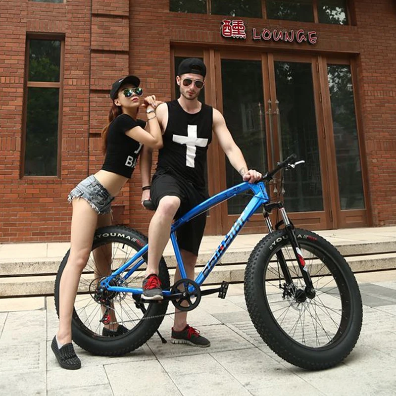 Горный велосипед 4,0 fat tire велосипедный двойной дисковый тормоз пляжный велосипед Снежный велосипед светильник из высокоуглеродистой стали горный велосипед