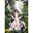 Алмазная 5D Вышивка сделай сам, лесная сказочная девушка, полная картина из страз, мозаика Водопад, вышивка крестиком, пейзаж, настенное искусство L01