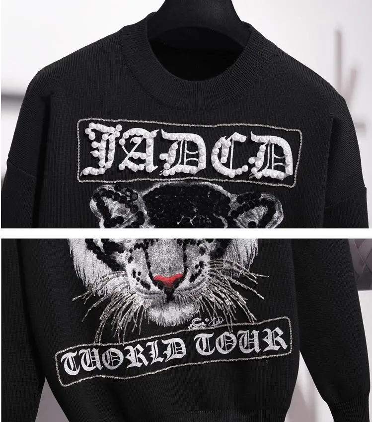 Брюки осенний вязаный свитер комплект из двух предметов Повседневный