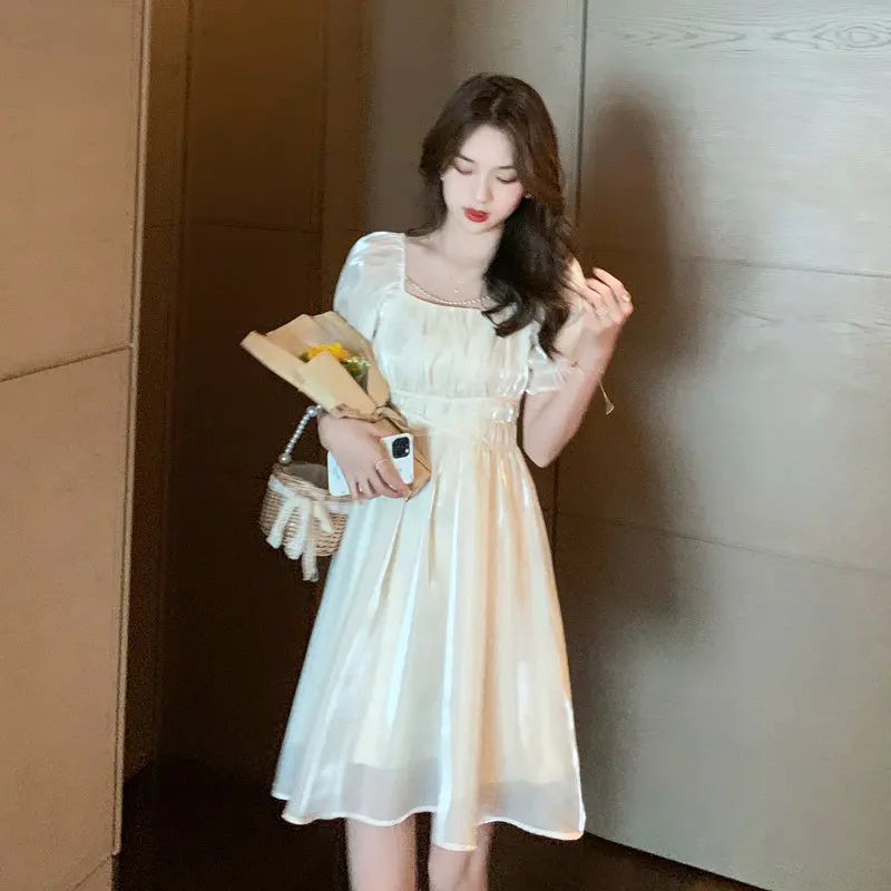 

Модное женское розовое Элегантное Длинное платье, однотонная винтажная Женская одежда, эстетичное летнее сказочное платье, Милая женская о...