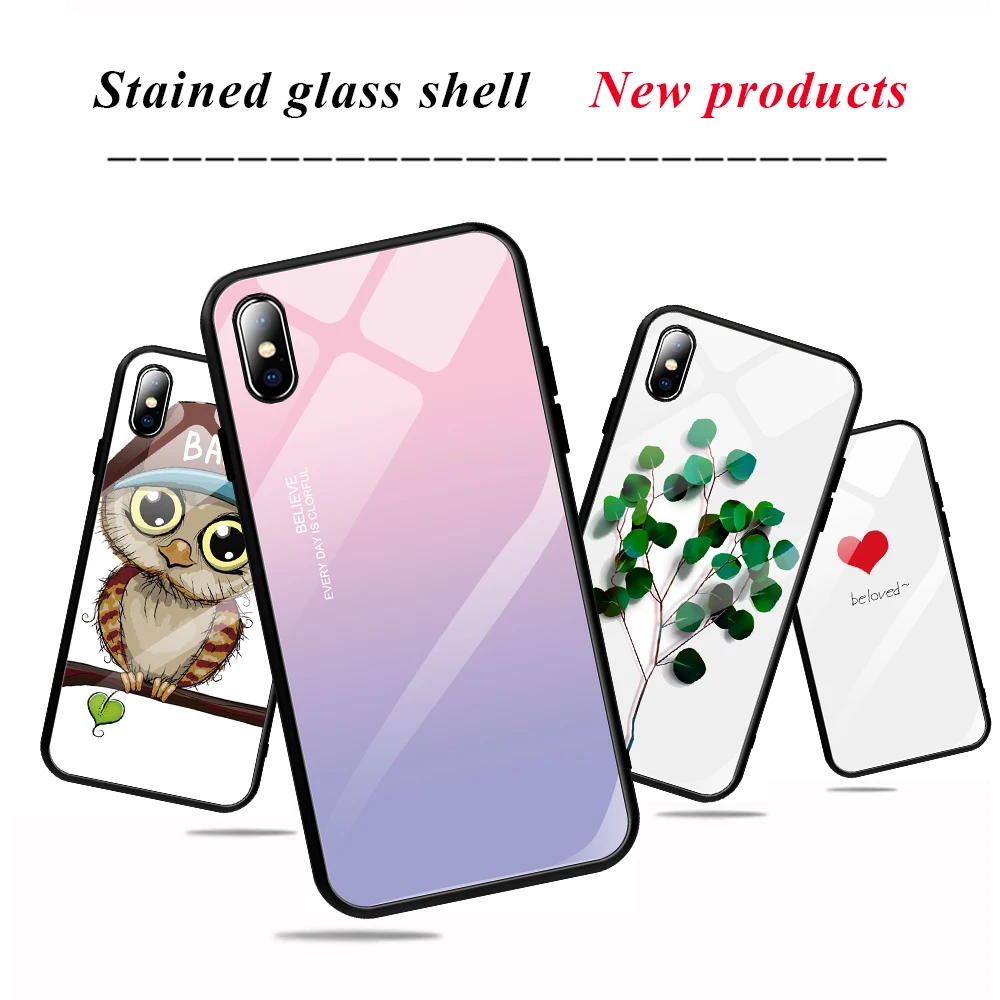 Противоударный градиентный чехол из закаленного стекла для iphone 6 6S 7 8 Plus телефона