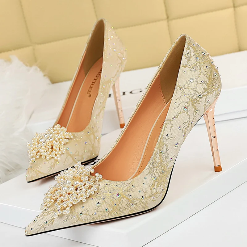

Роскошные женские туфли на тонком высоком каблуке 9,5 см, женские туфли-лодочки с блестящими стразами для свадьбы и вечеринки, дизайнерские п...