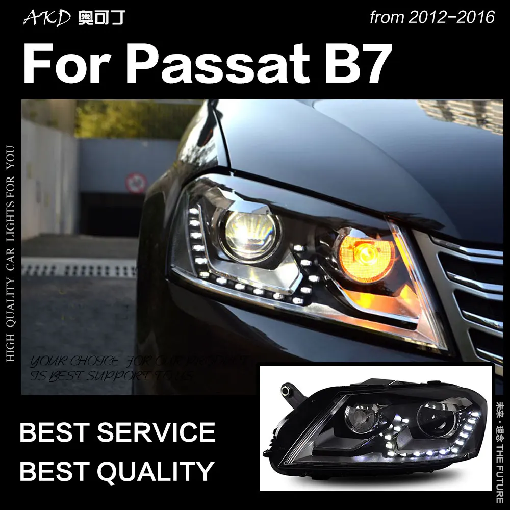 AKD автомобильный Стайлинг для VW Passat B7 фары 2012 2016 европейские светодиодный ные DRL Hid
