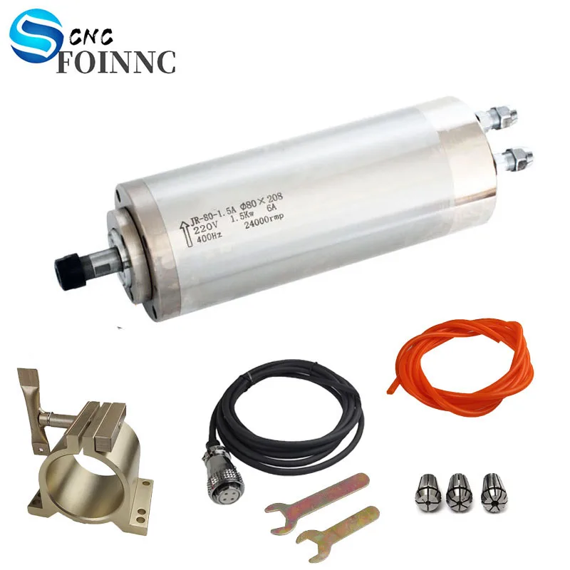 CNC Water Cooling Spindle Motor 80mm 1.5KW ER20 220V 24000 rpm water Cooled Spindle For DIY CNC Milling Machine