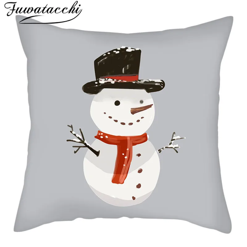 

Fuwatacchi Snowman Cushion Cover for Home Decoratives Pillow Cover Christmas Throw Pillowcase Soft living room Pillows Case 45cm