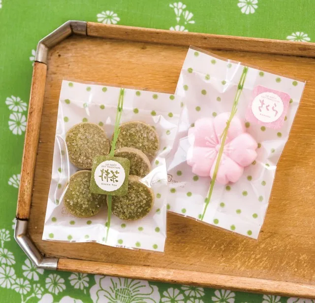 Белые и зеленые точечные открытые пакеты для печенья/подарочные подарочная