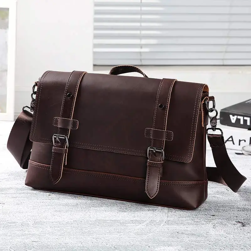 Винтажный мужской портфель брендовая сумка из искусственной кожи мужская