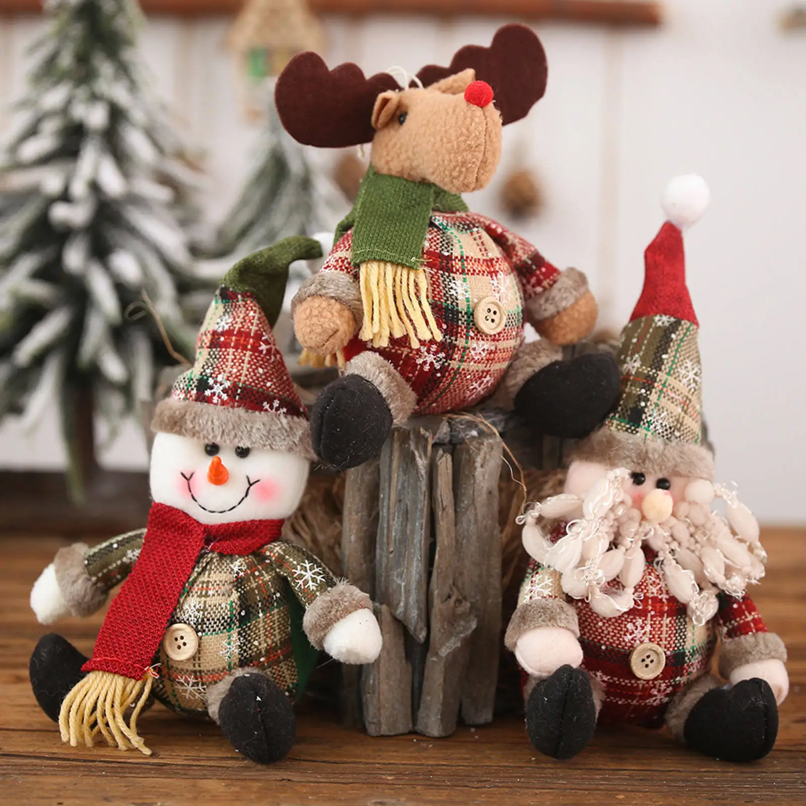 

Christmas Plush Toy Santa Clause Snowman Reindeer Plush Ornaments 3D Christmas Ornaments for Xmas Decorations Home Decor