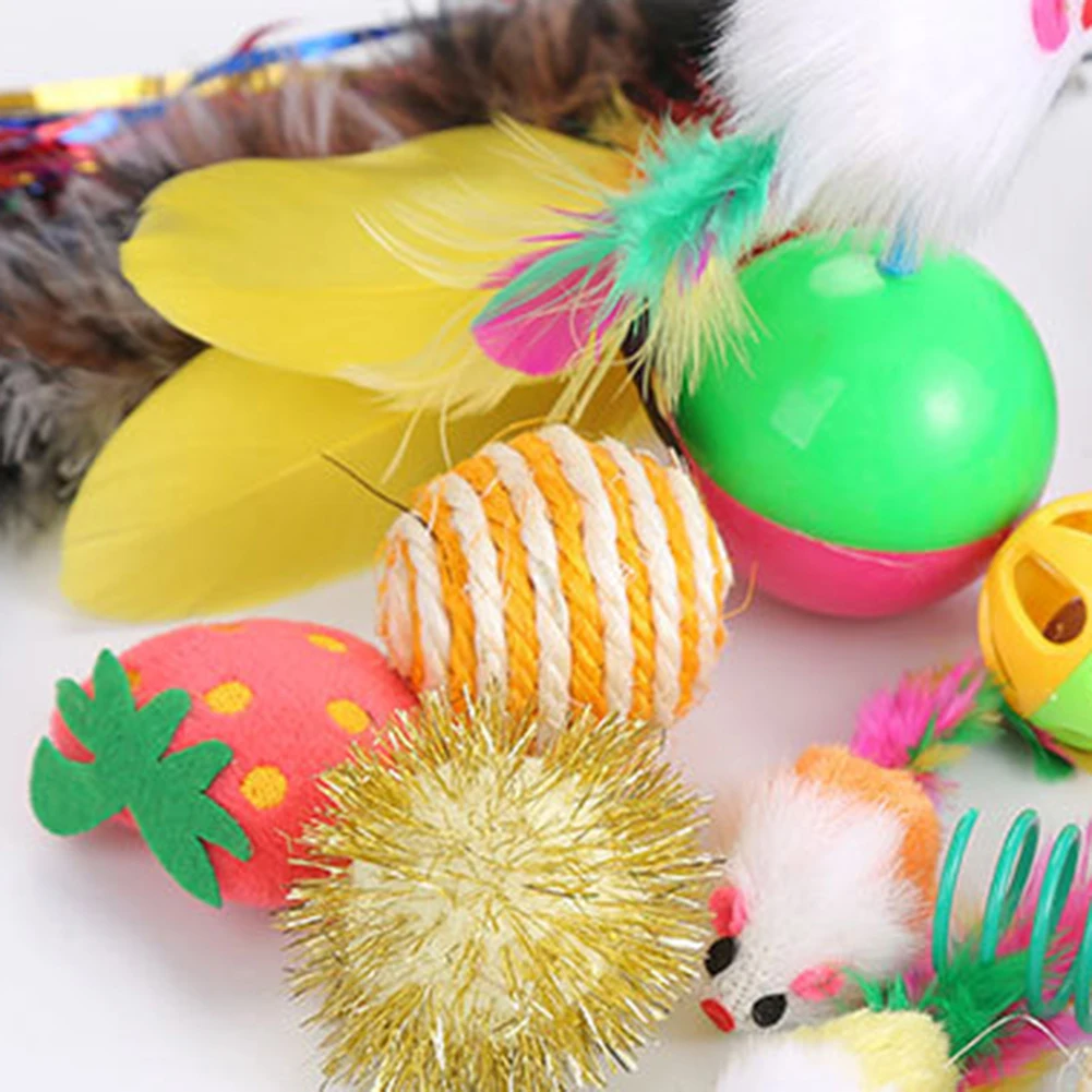 20 шт. Pet Дразнилка для котенка выдвижной палочка рыбы перовая шариковая царапин