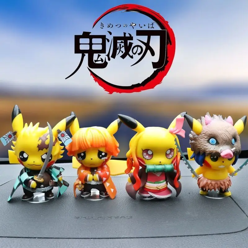 

Pokemon Cosplay Demon Slayer Anime Figure Pikachu COS Kamado Tanjirou Nezuko Hashibira Inosuke gatsuma Zenitsu Kawaii Room Decor