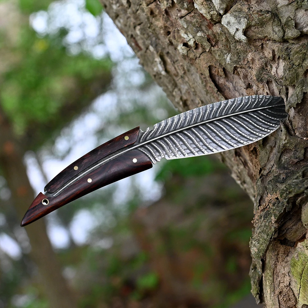 Прямой тактический нож из дамасской стали с фиксированным лезвием|Ножи| |