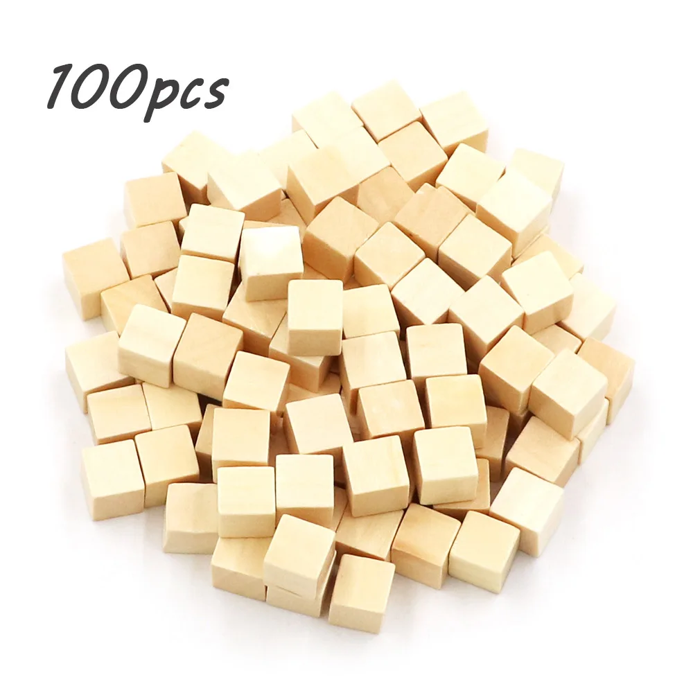 Wood color 100 шт./компл. деревянные кубики блоки пустые кости внешней торговли новые продукты 10 мм квадратный угол Цвет кубик для настольной игры раннего образования - Цвет: Wood color