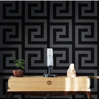geometric wall papers black grey luxury satin effect large greek key wallpaper living room background decor