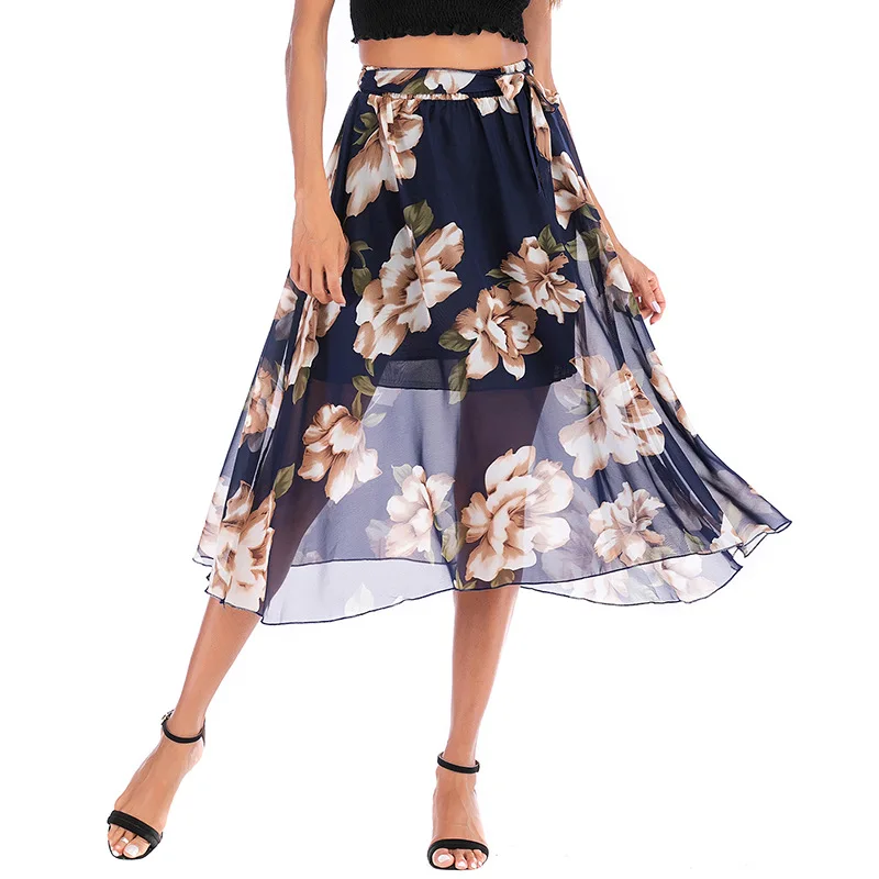 

Chiffon Print Woman Shirts Summer Fashion Skirts Womens